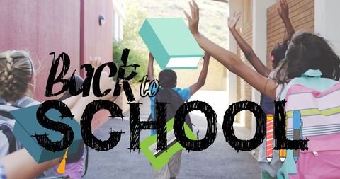 Children Excitedly Returning to School Campus - Download Free Stock Images Pikwizard.com