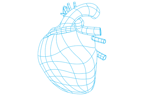 Digital heart illustration on transparent background