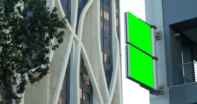 Blank Green Billboard Sign on Modern Office Building - Download Free Stock Images Pikwizard.com