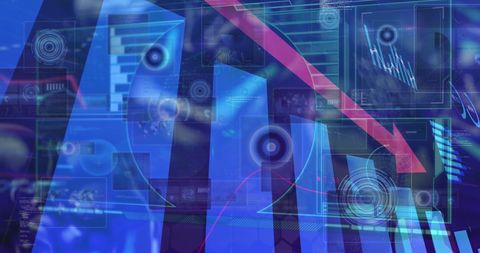 Abstract Technology Background with Financial Data and Arrows - Download Free Stock Images Pikwizard.com