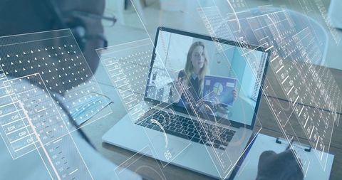 Senior professional analyzing charts on virtual call