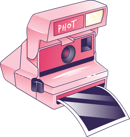 vintage pink instant camera digital illustration on transparent background - Download Free Stock Videos Pikwizard.com