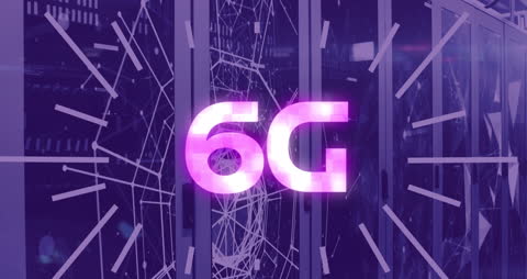 Animated 6G Technology with Geometric Shapes and Digital Interface