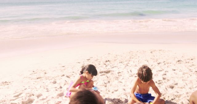 Children Playing on Sunny Beach, Enjoying Summer Vacation - Download Free Stock Images Pikwizard.com