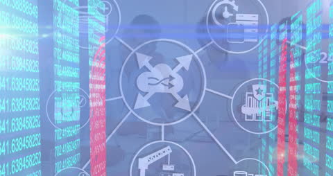 Digital Data Processing and Cloud Technology Concept