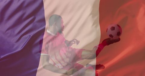 Soccer Player with French Flag Overlay Symbolizing Patriotism