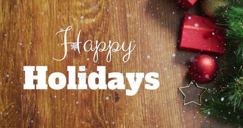 Happy Holidays Text with Festive Christmas Decorations - Download Free Stock Images Pikwizard.com