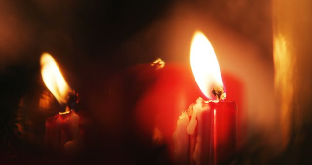 Warm Ambiance of Lit Red Candles in Darkness - Download Free Stock Images Pikwizard.com