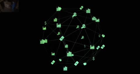 Global Blockchain Network Interface with Data Icons