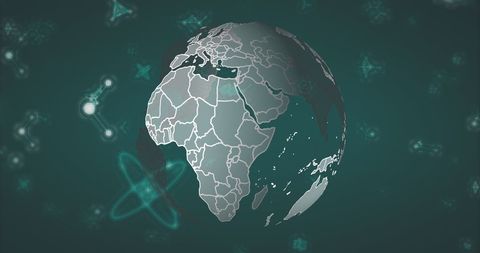Molecular Structures Orbiting Earth on Abstract Digital Background - Download Free Stock Images Pikwizard.com