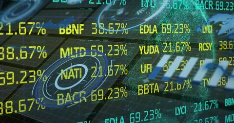Dynamic Display of Financial Data with Illuminated Overlay - Download Free Stock Images Pikwizard.com