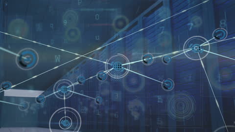 Futuristic Digital Network with Computer Servers and Connections