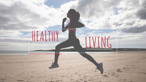 Woman Silhouette Jogging on Beach Representing Healthy Living