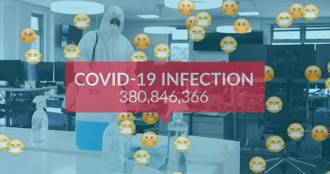 Disinfection worker cleaning office amid covid-19 precautions