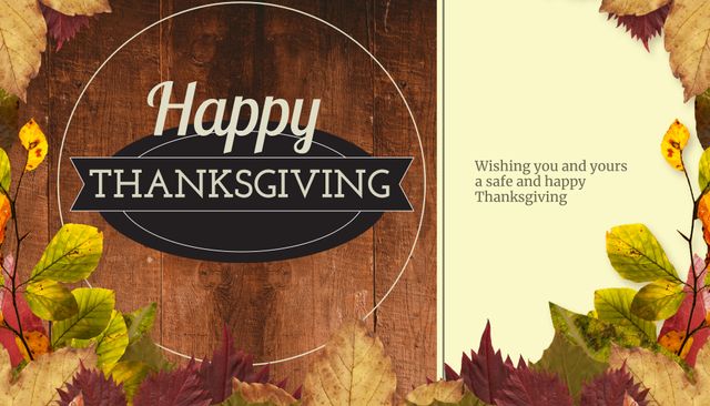 Happy Thanksgiving Greeting with Autumn Leaves Design - Download Free Stock Templates Pikwizard.com