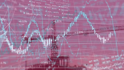 Abstract Financial Data Overlay with Pink Tint