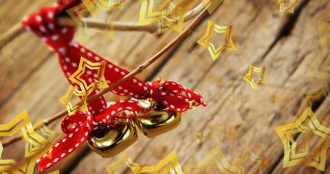 Festive Christmas Decor with Glowing Stars and Golden Bells - Download Free Stock Images Pikwizard.com