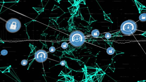 Innovative Digital Network with Data Processing Icons Visualization