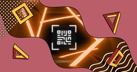 Glowing QR Code with Modern Geometric Neon Shapes - Download Free Stock Images Pikwizard.com