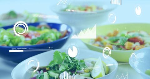 Augmented reality nutrition overlay on fresh salad bowls for smart food analysis