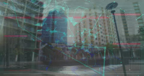 Network Connections Overlay on Urban Cityscape