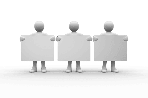 three transparent figures holding blank white signs together - Download Free Stock Videos Pikwizard.com