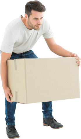 caucasian man carrying large box on transparent background - Download Free Stock Videos Pikwizard.com