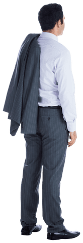 Businessman Holding Jacket on Shoulder Back View Transparent Background