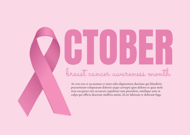 Pink Ribbon and Text Highlighting Breast Cancer Awareness Month - Download Free Stock Templates Pikwizard.com