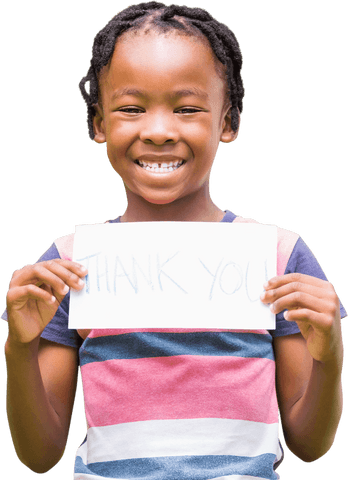 cheerful child holding thank you sign on transparent background - Download Free Stock Videos Pikwizard.com