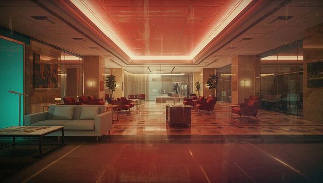 Luxurious hotel lobby with contemporary elegant design