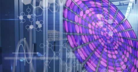 Futuristic medical data visualization in server room