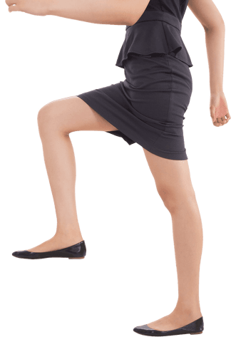 Businesswoman's transparent step in professional attire