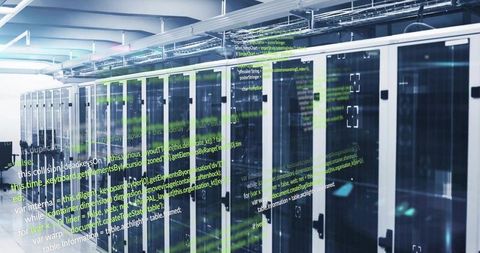 Advanced data center with transparent server racks and code projection