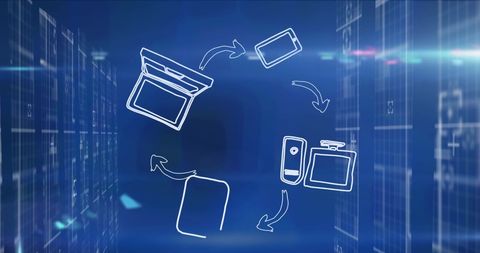 Digital data security and data processing concept illustration