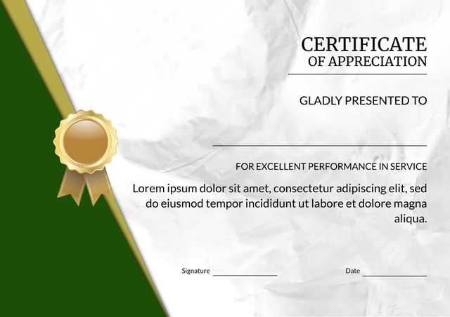 Certificate of Appreciation Template with Elegant Design and Copy Space - Download Free Stock Templates Pikwizard.com