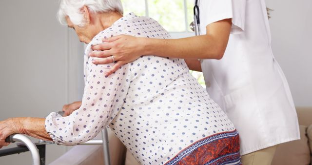 Nurse Assisting Senior Woman with Walker at Home - Download Free Stock Images Pikwizard.com