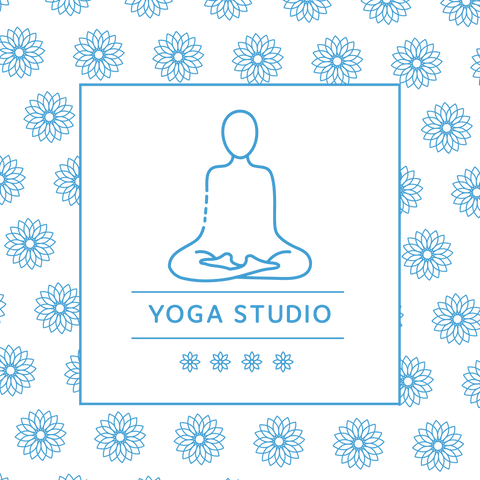 Transparent Yoga Studio Logo with Meditating Figure and Flowers