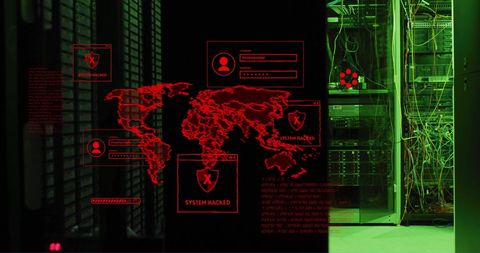 Global Cybersecurity Alert in Data Center - Download Free Stock Images Pikwizard.com