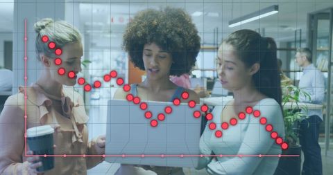 Female Team Collaborating on Financial Data Analysis