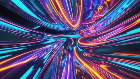Vibrant Neon Fluid Ribbons in Fractal Vortex