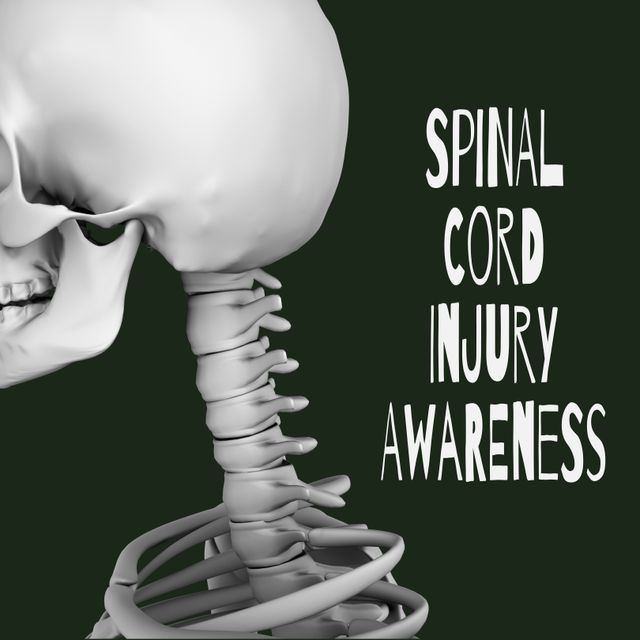 3D skull and spine image promotes spinal injury awareness. from Pikwizard