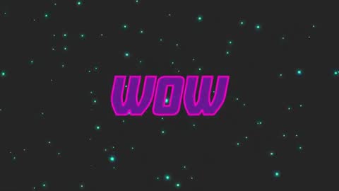 Neon Pink WOW Text with Green Glowing Dots on Dark Digital Background