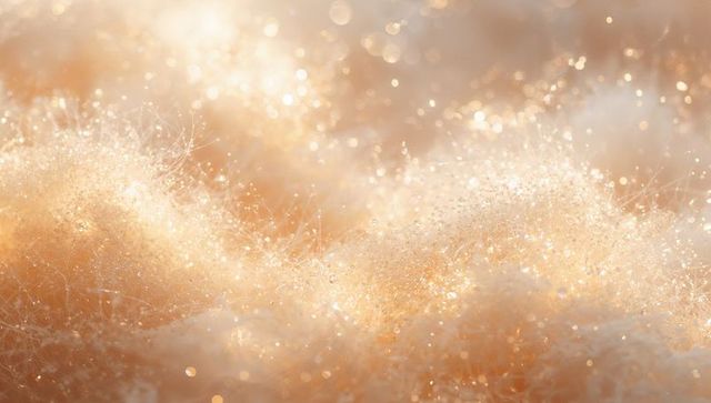 Glistening dew on fluffy plant filaments catching dawn backlight macro bokeh glow