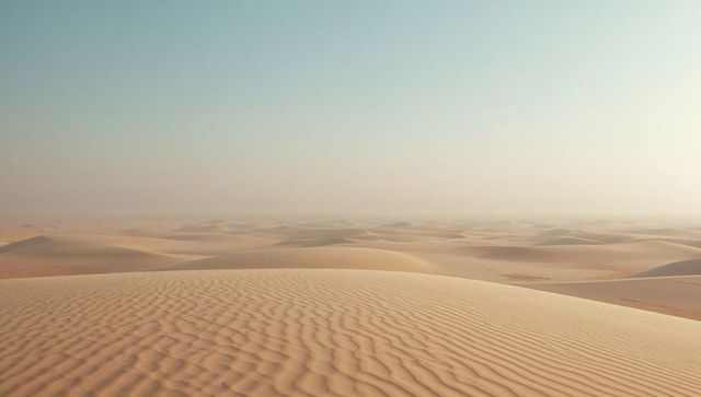 Expansive Desert View with Pristine Sand Dunes Extending to Horizon
