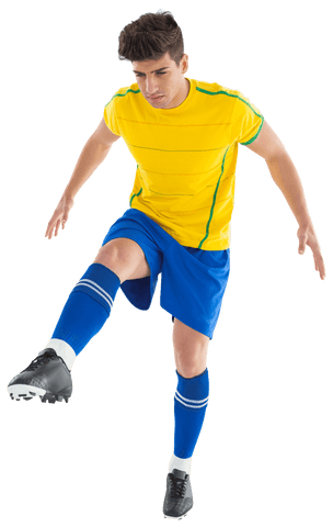 Hispanic Footballer Kicking Ball Sport Action Transparent Background