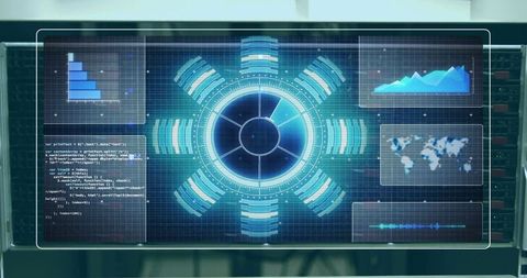 Digital Interface with Graph Analysis in Server Room - Download Free Stock Images Pikwizard.com