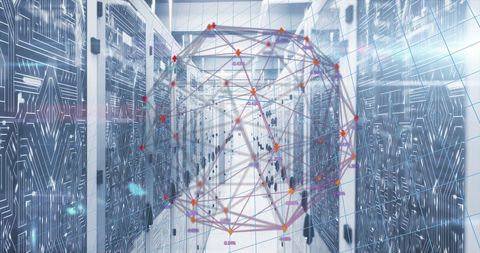 Modern Data Center with Digital Network Interface Display - Download Free Stock Images Pikwizard.com