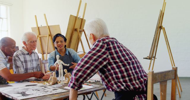 Seniors Enjoying Art Class Together - Download Free Stock Images Pikwizard.com