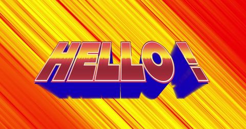 Bold retro style 'hello' greeting with dynamic strip background
